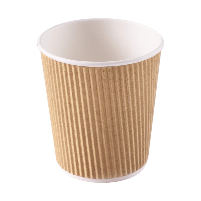 NYHI 150 6 oz Ripple Kraft Paper Cups Brown Hot Cold Cups 3 Layer Rippled Small Insulated Disposable Coffee Cups for Cappuccino Hot Cocoa or Iced Drinks - Image 3